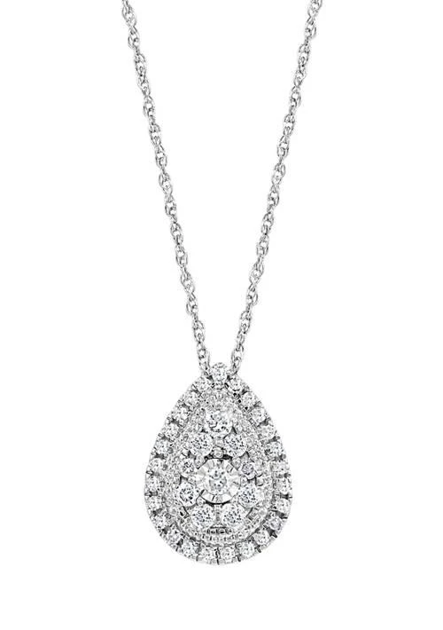 商品Effy|1/2 ct. t.w. Diamond Miracle Set Pendant Necklace in Sterling Silver,价格¥1916,第1张图片