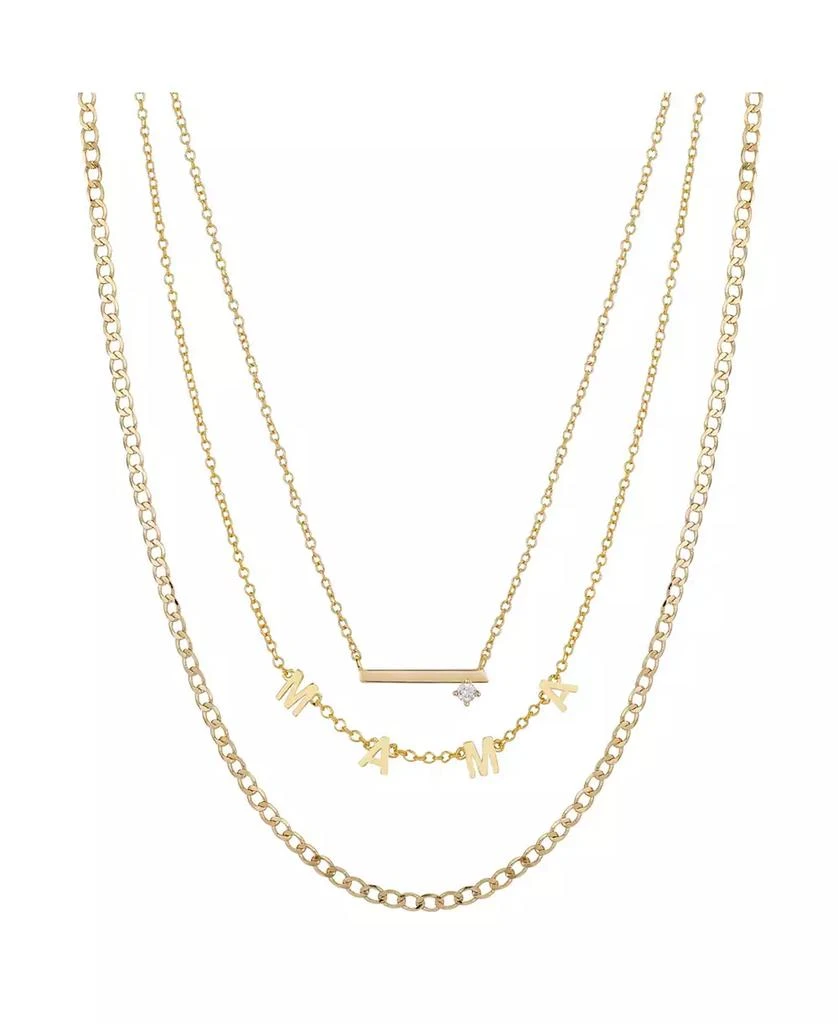 商品Unwritten|14K Gold Flash-Plated Cubic Zirconia Mama Layered Pendant Necklaces,价格¥191,第1张图片