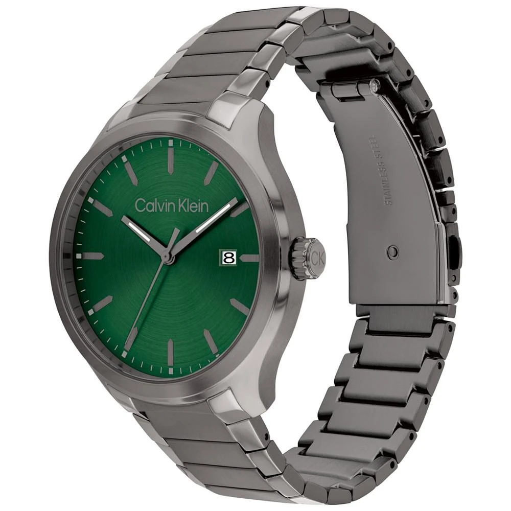 商品Calvin Klein|Men's 3H Quartz Gray Stainless Steel Bracelet Watch 43mm,价格¥1431,第2张图片详细描述