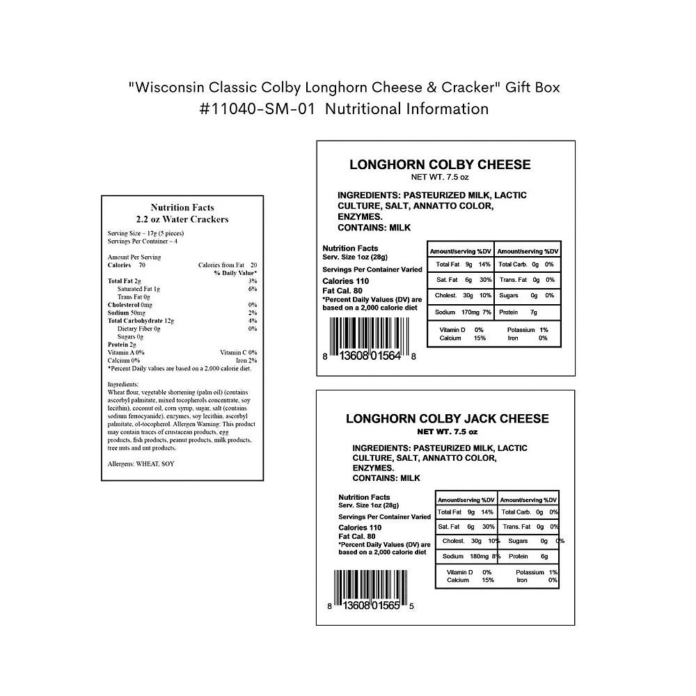 商品Wisconsin Cheese Company|"Wisconsin Classic Colby Longhorn Cheese & Cracker" Gift Box,价格¥358,第2张图片详细描述