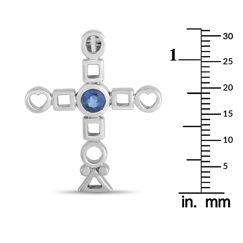 Chanel 18K White Gold Sapphire Cross Pendant商品第4张图片规格展示