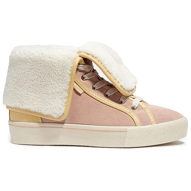 商品[国内直发] Coach|蔻驰 皮革 系带 高帮 时尚板鞋 女款 粉色,价格¥700,第3张图片详细描述