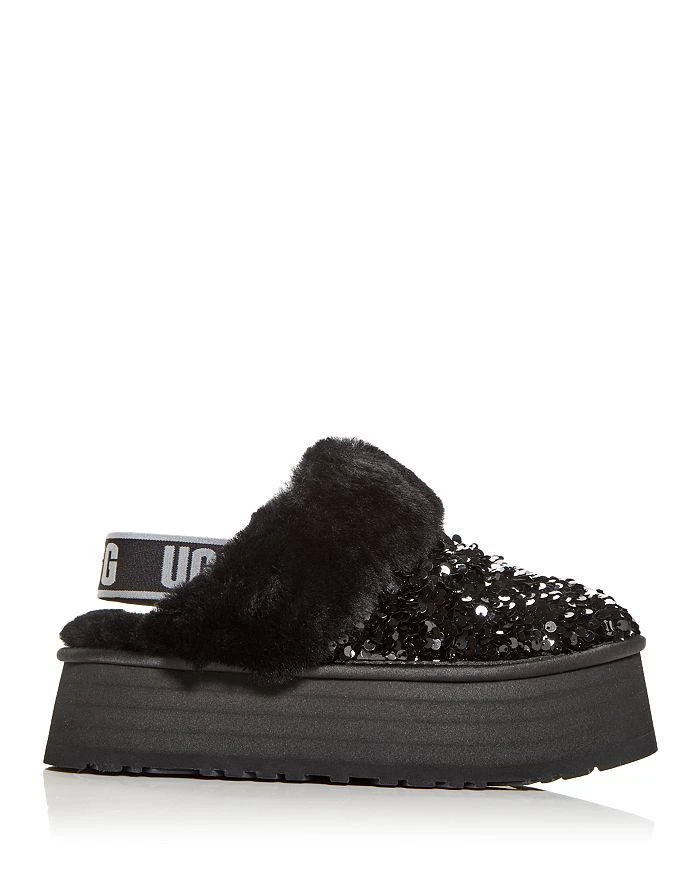 商品UGG|Women's Funkette Chunky Sequin & Shearling Slingback Platform Slippers,价格¥624,第3张图片详细描述