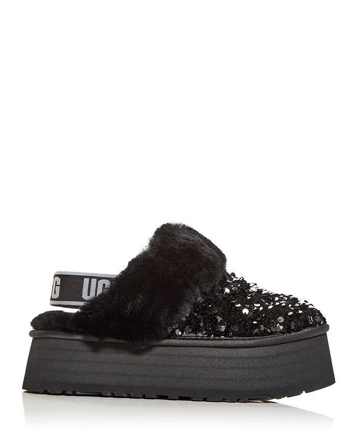 商品UGG|Women's Funkette Chunky Sequin & Shearling Slingback Platform Slippers,价格¥1024,第5张图片详细描述