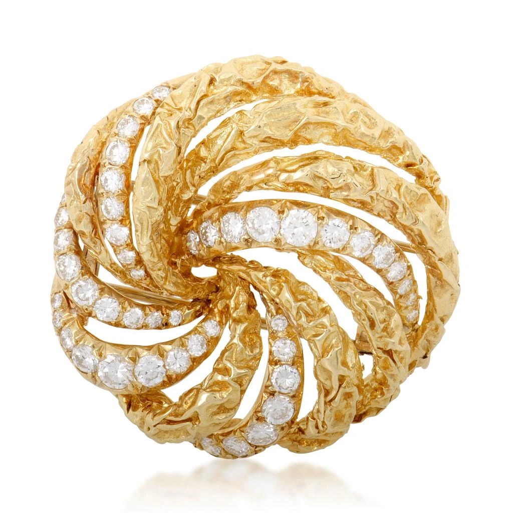 商品[二手商品] Dior|Dior Womens 18K Yellow Gold Diamond Swirl Brooch,价格¥34974,第1张图片