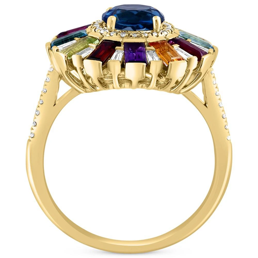 商品Effy|EFFY® Multi-Gemstone (2-3/4 ct. t.w.) & Diamond (1/3 ct. t.w.) Sunburst Halo Statement Ring in 14k Gold,价格¥29887,第4张图片详细描述