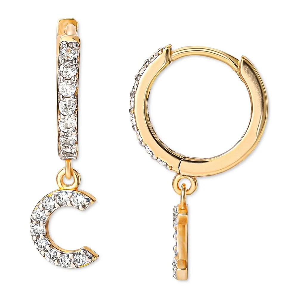 Giani Bernini Cubic Zirconia Initial Dangle Hoop Earrings in 18k Gold ...