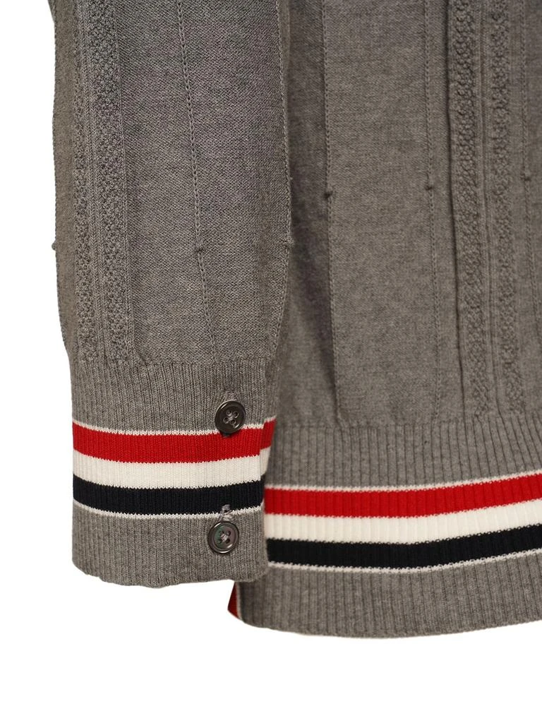 商品Thom Browne|3/4 Sleeve Textured Cotton Knit Cardigan,价格¥6782,第5张图片详细描述