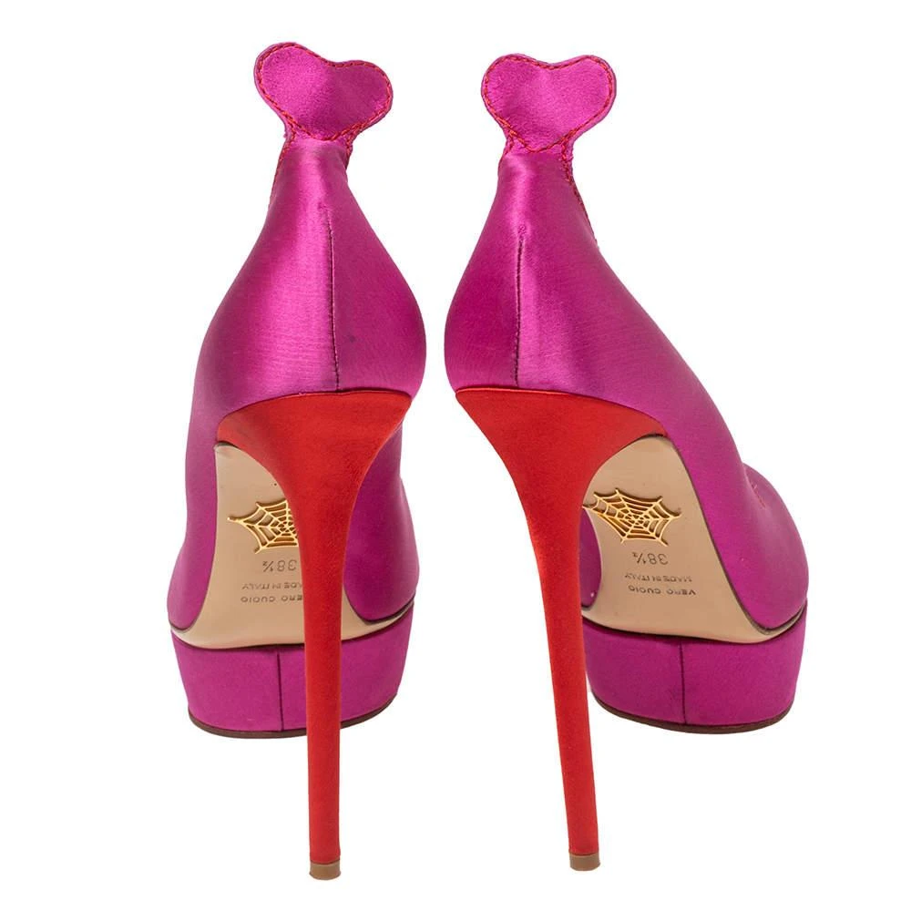 商品[二手商品] Charlotte Olympia|Charlotte Olympia Pink Satin Josephine Platform Pumps Size 38.5,价格¥1083,第5张图片详细描�述