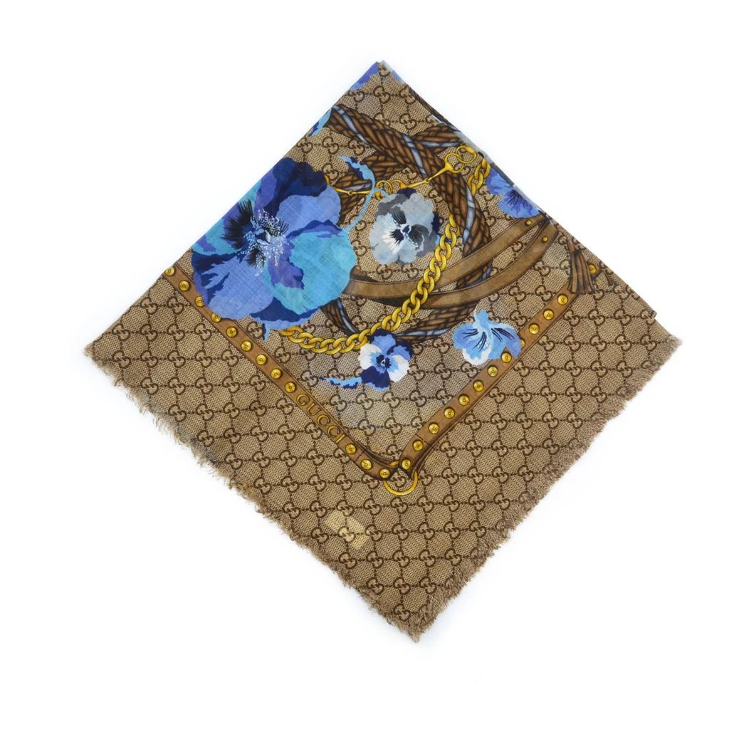 商品Gucci|Gucci 古驰GG花卉印花羊毛围巾,价格¥4476,第5张图片详细描述