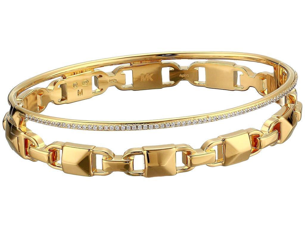 商品Michael Kors|Precious Metal-Plated Sterling Silver Mercer Link Pavé Halo Bangle Bracelet,价格¥923,第1张图片