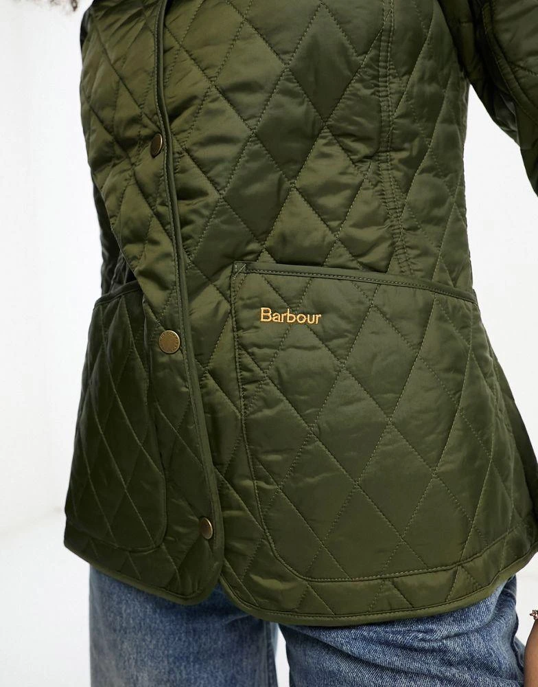 商品Barbour|Barbour Annandale diamond quilt jacket with cord collar in olive,价格¥1136,第3张图片详细描述