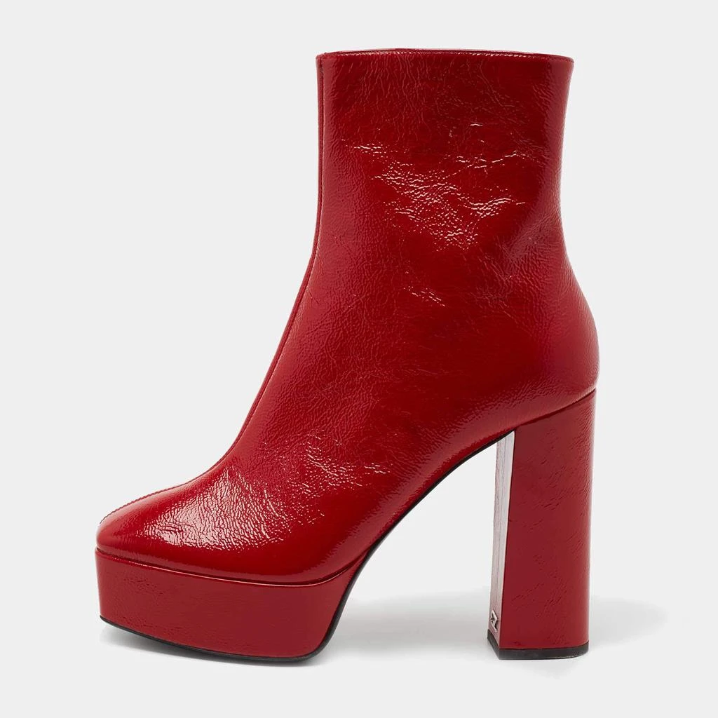 商品[二手商品] Giuseppe Zanotti|Giuseppe Zanotti Red Leather Morgana Square Toe Ankle Boots Size 39,价格¥2959,第1张图片