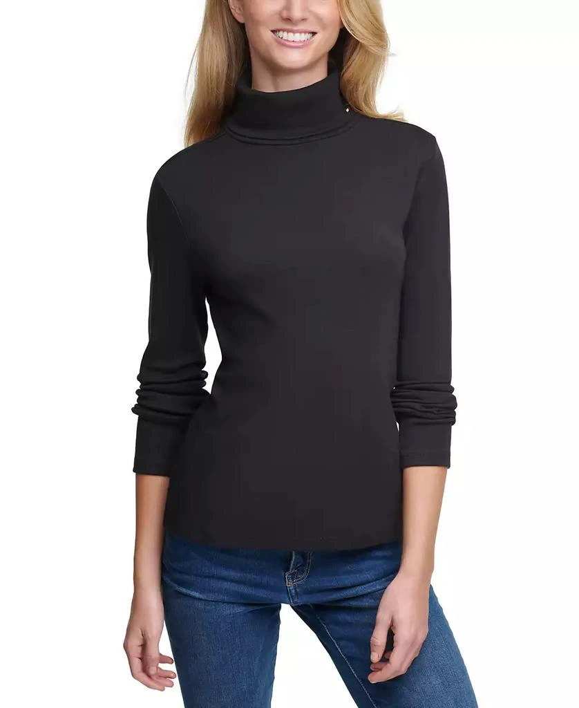 商品Tommy Hilfiger|Women's Long Sleeve Cotton Turtleneck Top,价格¥190,第1张图片