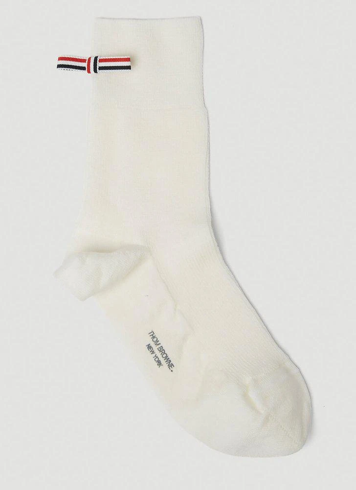 商品Thom Browne|Thom Browne Bow Detailed Logo Printed Socks,价格¥700,第1张图片