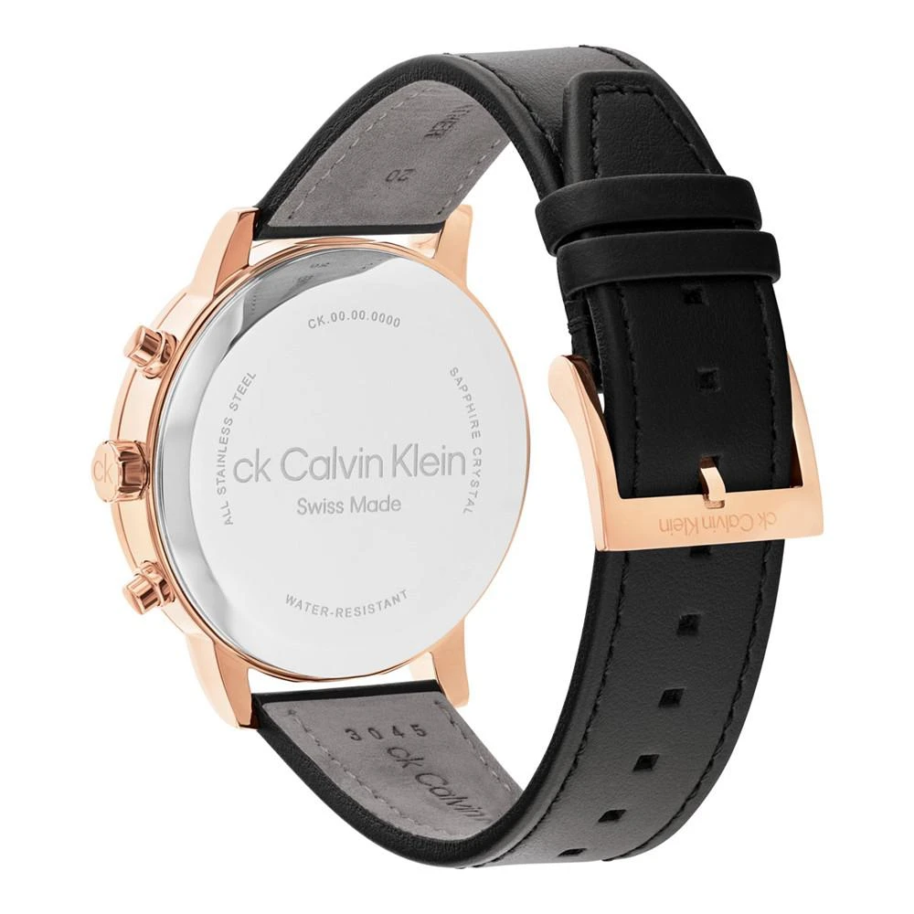 商品Calvin Klein|Men's Swiss Chronograph Gauge Black Leather Strap Watch 42mm,价格¥2253,第3张图片详细描述