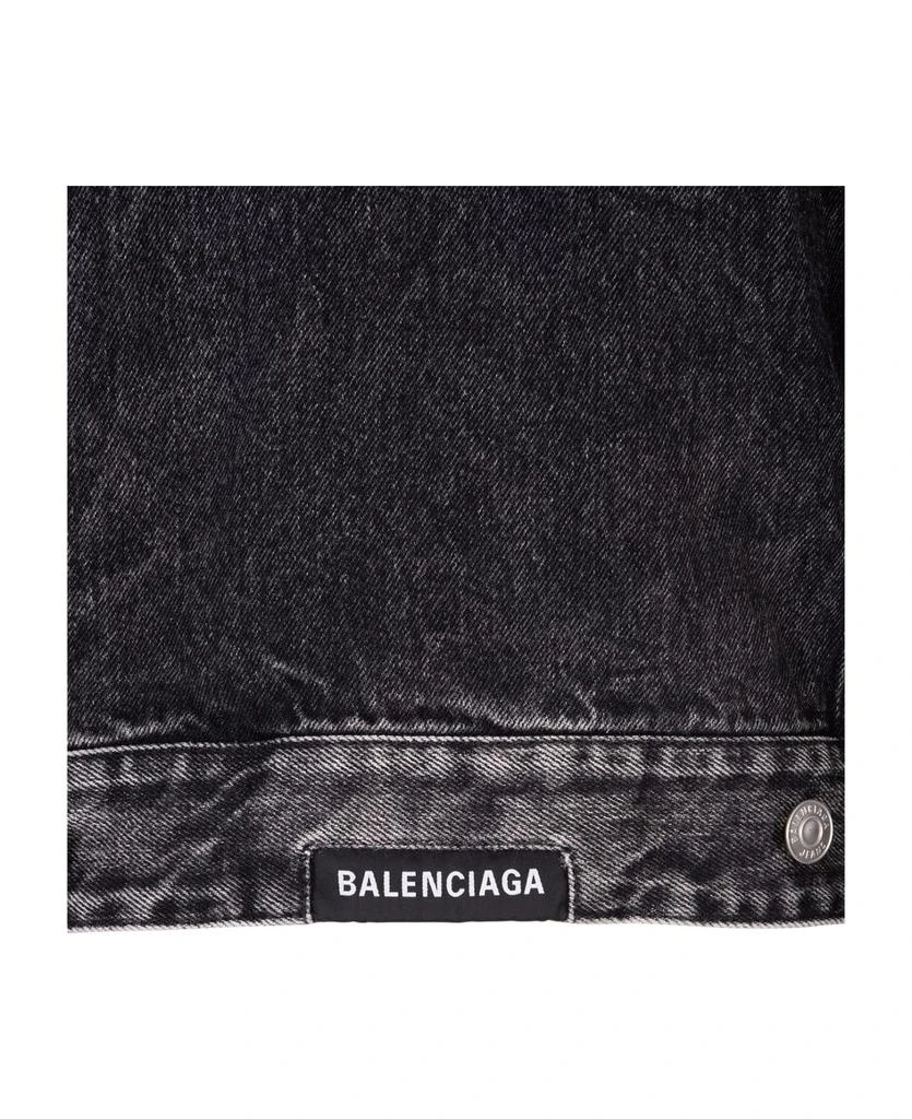 商品Balenciaga|Woman Shrunk Ruffled Jacket In Black Japanese Denim,价格¥6711,第4张图片详细描述
