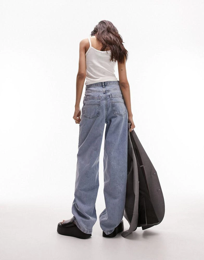 商品Topshop|Topshop high rise Baggy jeans in mid blue,价格¥256,第1张图片