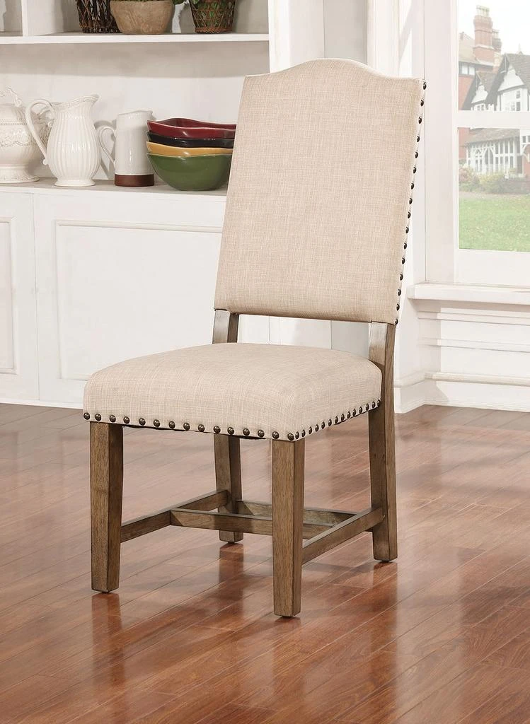 商品Streamdale Furniture|Streamdale Beige Fabric Upholstered Dining Chairs with Nailhead Trim,价格¥5143,第1张图片