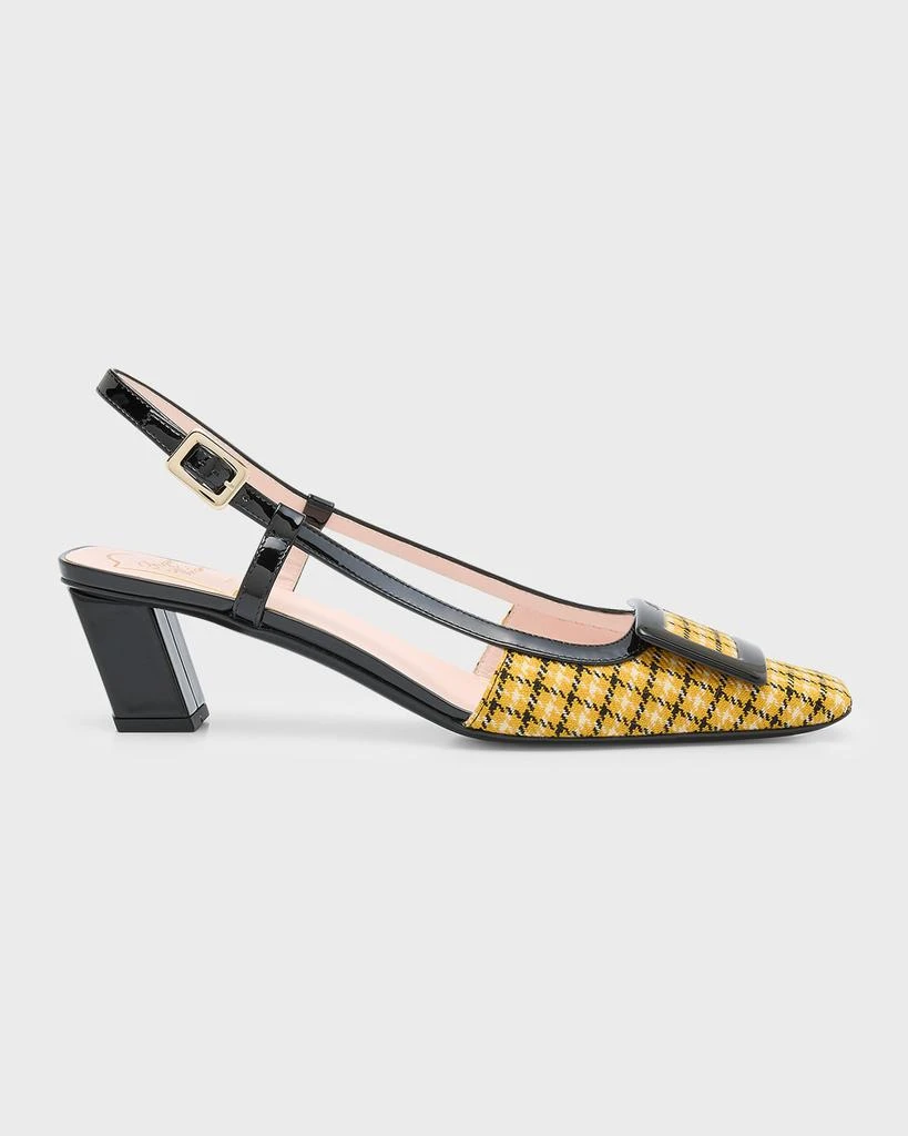 商品Roger Vivier|Check Buckle Block-Heel Slingback Pumps,价格¥7326,第1张图片