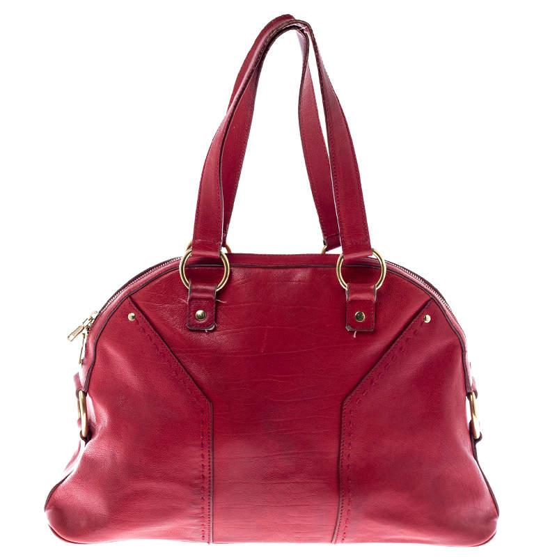 Yves Saint Laurent Red Leather Medium Muse Satchel商品第4张图片规格展示