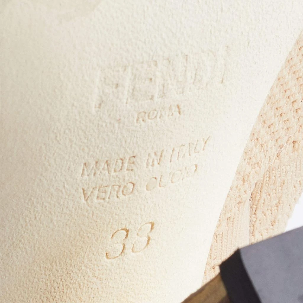 Fendi Beige Knit Fabric Rockoko Runway Openwork Ankle Boots Size 38 商品