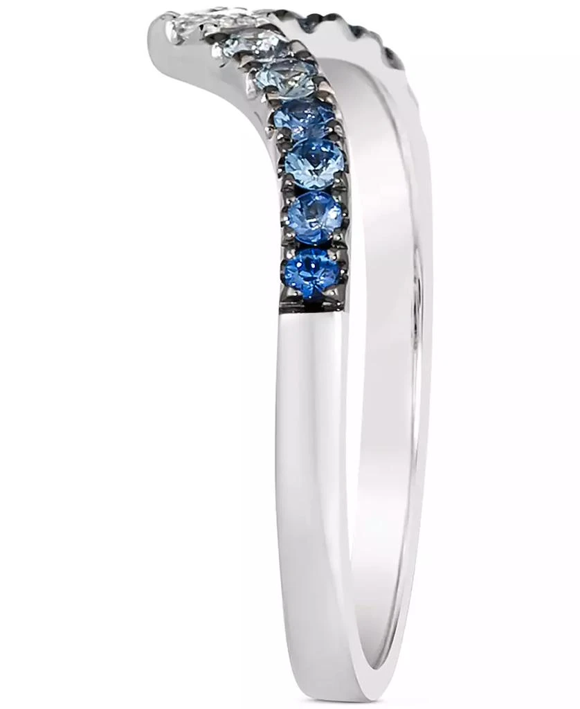 Denim Ombré (1/3 ct. t.w.) & White Sapphire (1/10 ct. t.w.) V Ring in 14k White Gold 商品