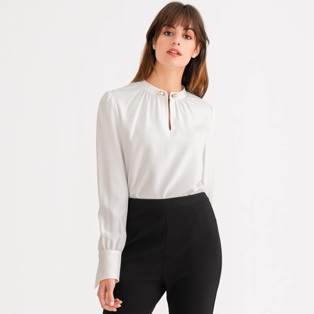 商品[国内直发] Petite Studio NYC|Buvette 珍珠衬衣 - 象牙白 | Buvette Blouse - Ivory,价格¥791,第1张图片