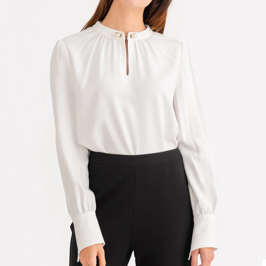 商品[国内直发] Petite Studio NYC|Buvette 珍珠衬衣 - 象牙白 | Buvette Blouse - Ivory,价格¥791,第2张图片详细描述