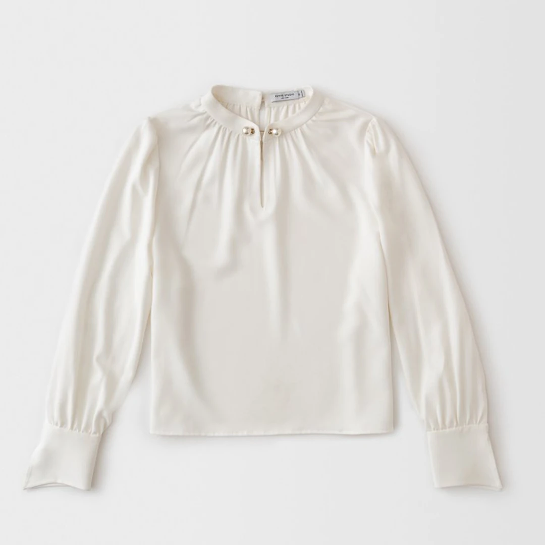 商品[国内直发] Petite Studio NYC|Buvette 珍珠衬衣 - 象牙白 | Buvette Blouse - Ivory,价格¥791,第5张图片详细描述