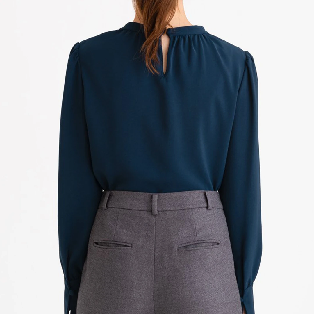 商品[国内直发] Petite Studio NYC|Buvette 珍珠衬衣 - 藏青色 | Buvette Blouse - Navy,价格¥782,第3张图片详细描述