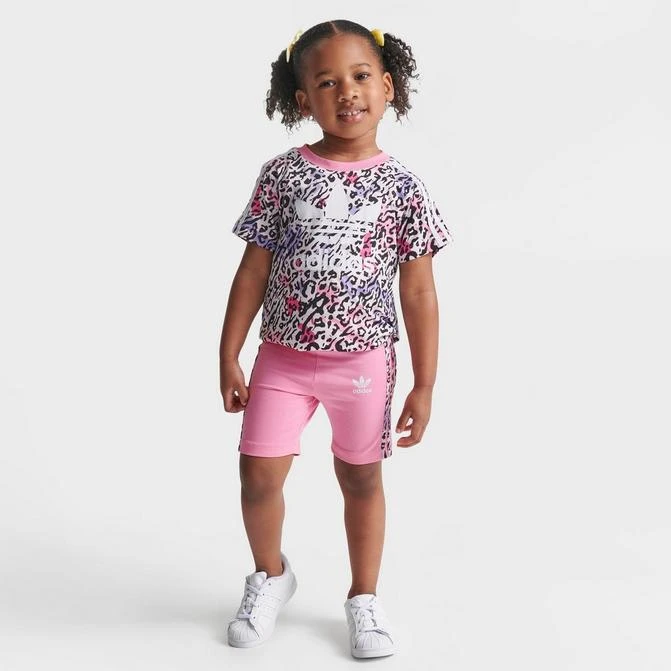 商品Adidas|Girls' Little Kids' adidas Originals Animal Print T-Shirt and Bike Shorts Set,价格¥112,第1张图片