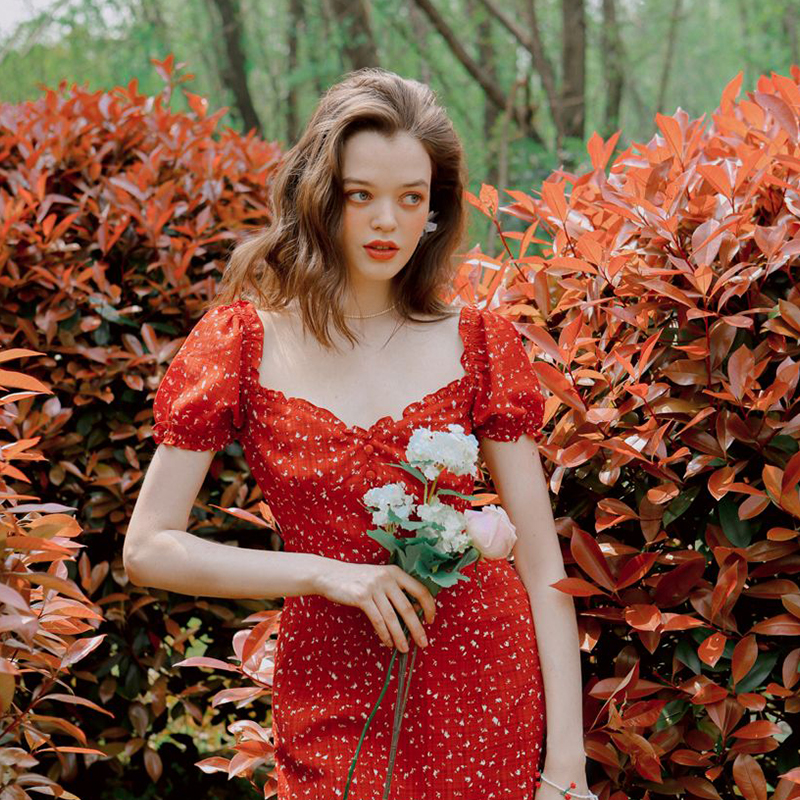 Maisy 连衣裙 - 红色印花 | Maisy Dress - Red Print商品第2张图片规格展示