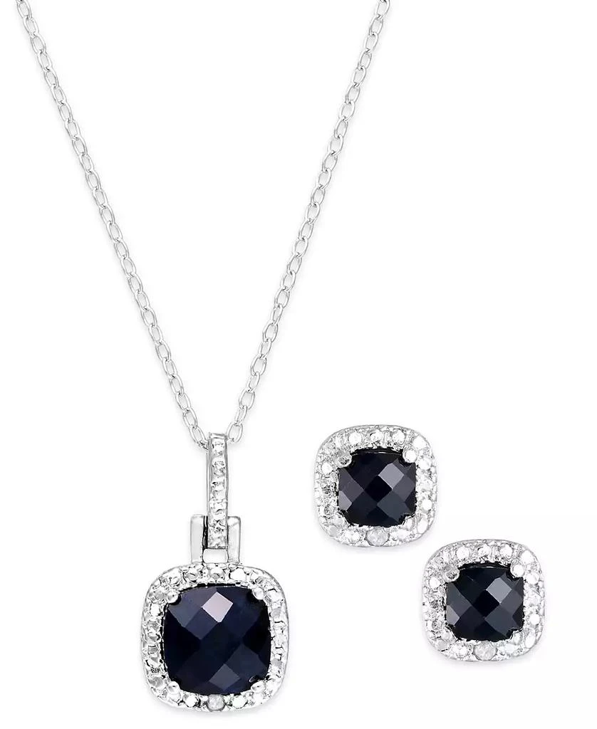 商品Macy's|Blue Topaz (3-1/10 ct. t.w.) & Diamond Accent Sterling Silver 18" Pendant Necklace and Stud Earrings Set,价格¥767,第1张图片