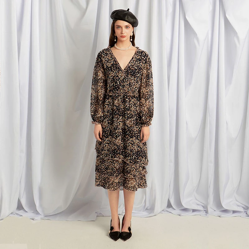 商品[国内直发] Petite Studio NYC|Sara连衣裙 - 藏青印花 | Sara Dress - Navy Print,价格¥233,第2张图片详细描述