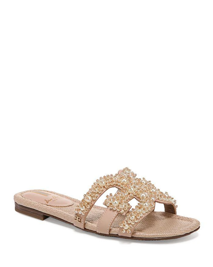 商品Sam Edelman|Women's Bay Perla Square Toe Embellished Slide Sandals,价格¥630,第1张图片详细描述