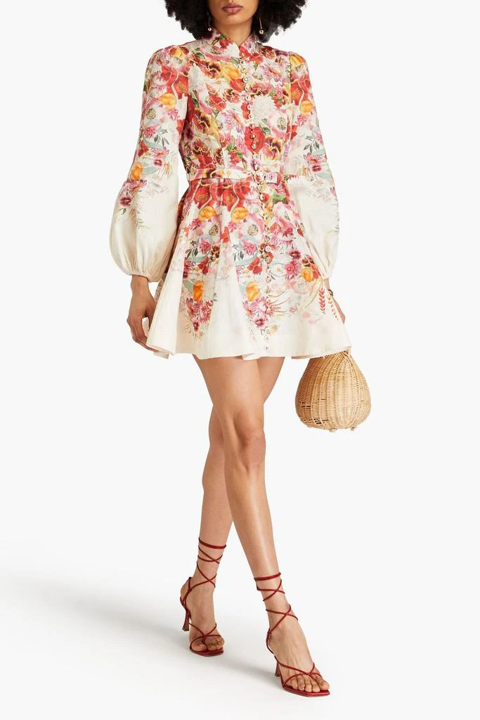 ZIMMERMANN Belted floral-print linen mini dress 2