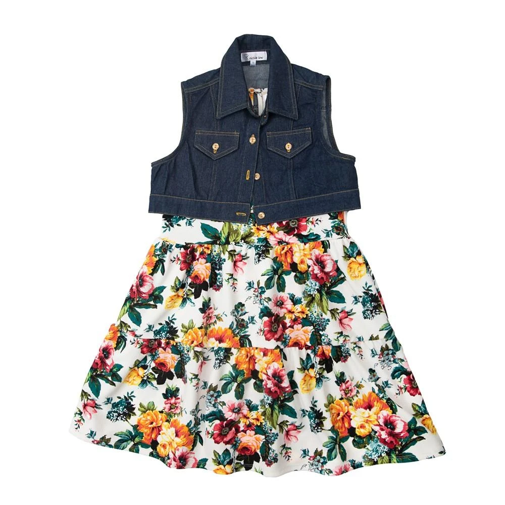 商品Emerald Sundae|Big Girls 2 Piece Tank Dress with Denim Vest Set,价格¥254,第1张图片