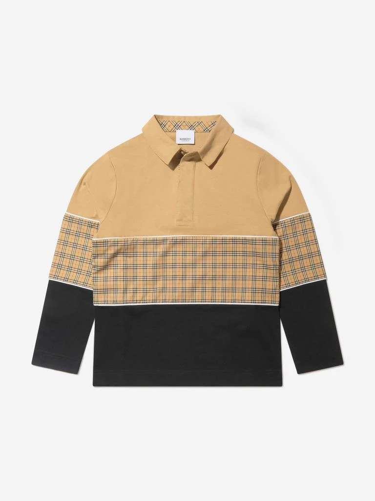 商品Burberry|Burberry Beige Boys Long Sleeve Gerry Polo Shirt,价格¥1864,第1张图片