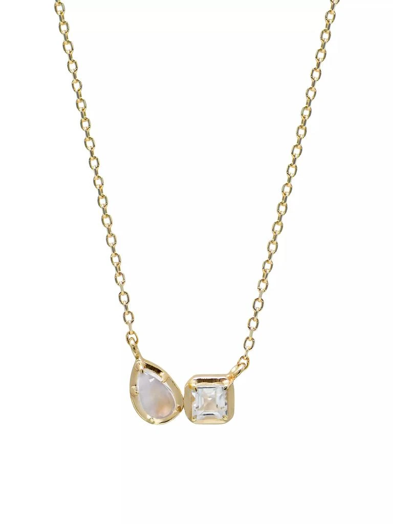 商品Anzie|Mélia 14K Yellow Gold, Moonstone & Clear Topaz Toi Et Moi Pendant Necklace,价格¥4309,第1张图片