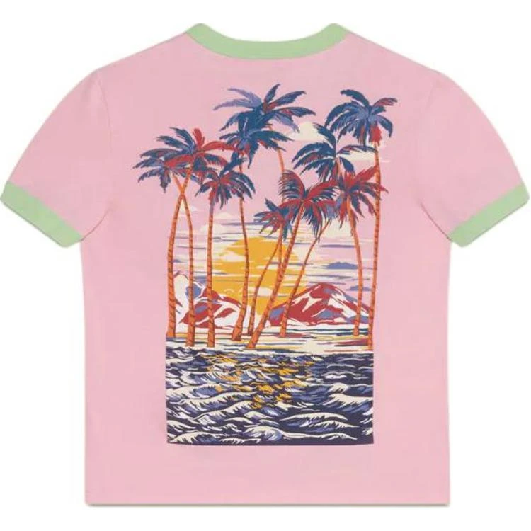 商品[国内直发] Gucci|古驰 植绒标语Logo短袖T恤 女款 粉色,价格¥2032,第1张图片