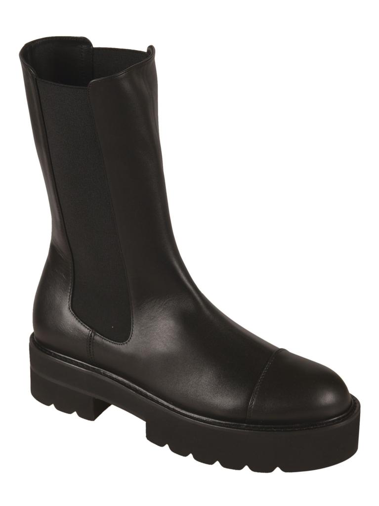 Stuart Weitzman Women's  Black Leather Ankle Boots商品第2张图片规格展示