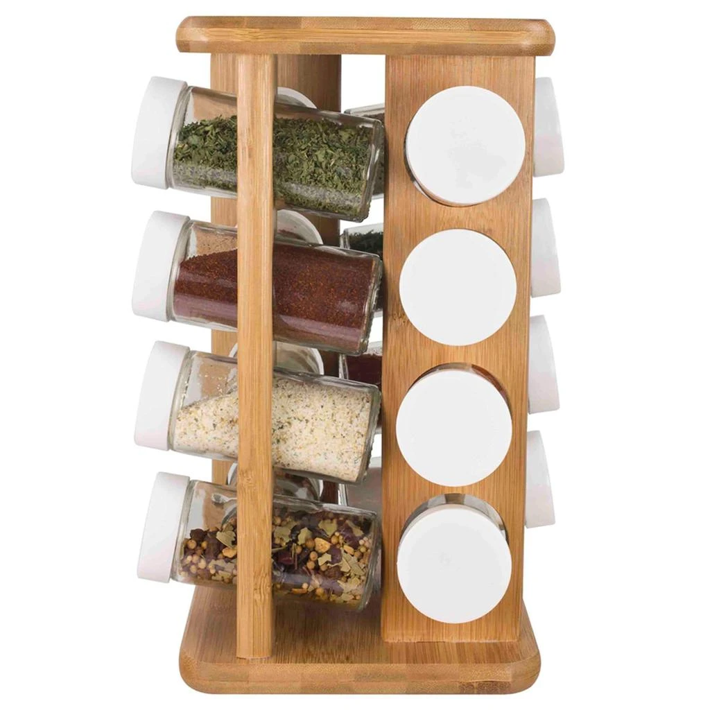 商品Home Basics|Home Basics 16 Piece Bamboo Revolving Spice Rack,价格¥226,第1张图片