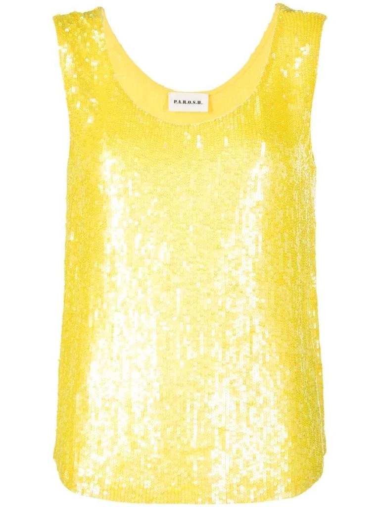 商品Parosh|PAROSH sequinned tank top yellow,价格¥1975,第1张图片