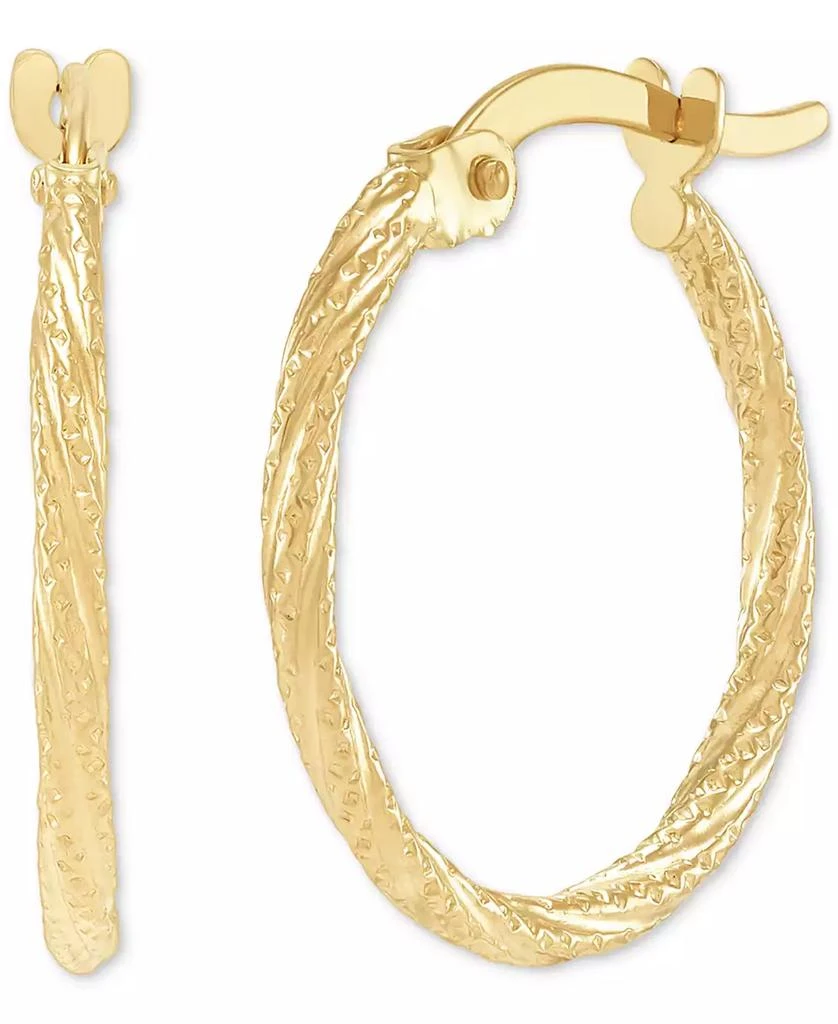 商品Macy's|Small Polished Twist Hoop Earrings in 14k Yellow Gold, 5/8",价格¥1075,第3张图片详细描述