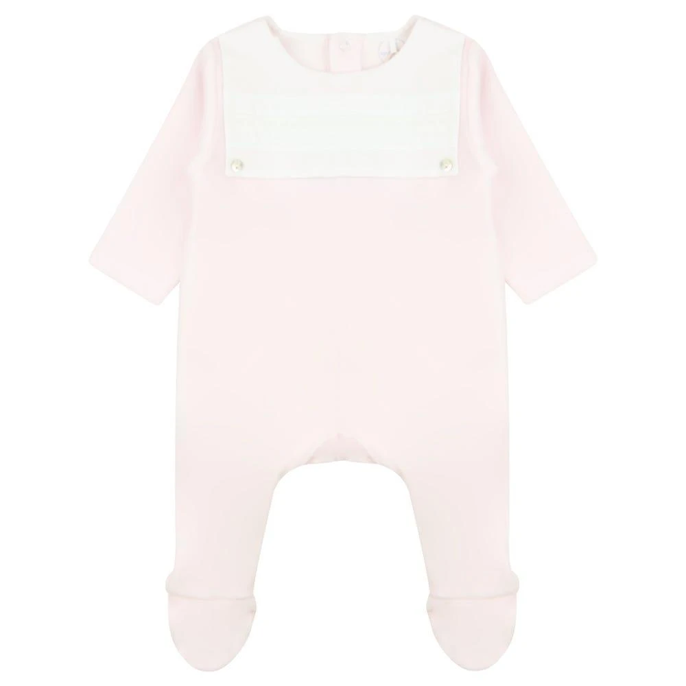 商品Laranjinha|Pink & White Poplin Bib Velour Romper,价格¥120,第1张图片