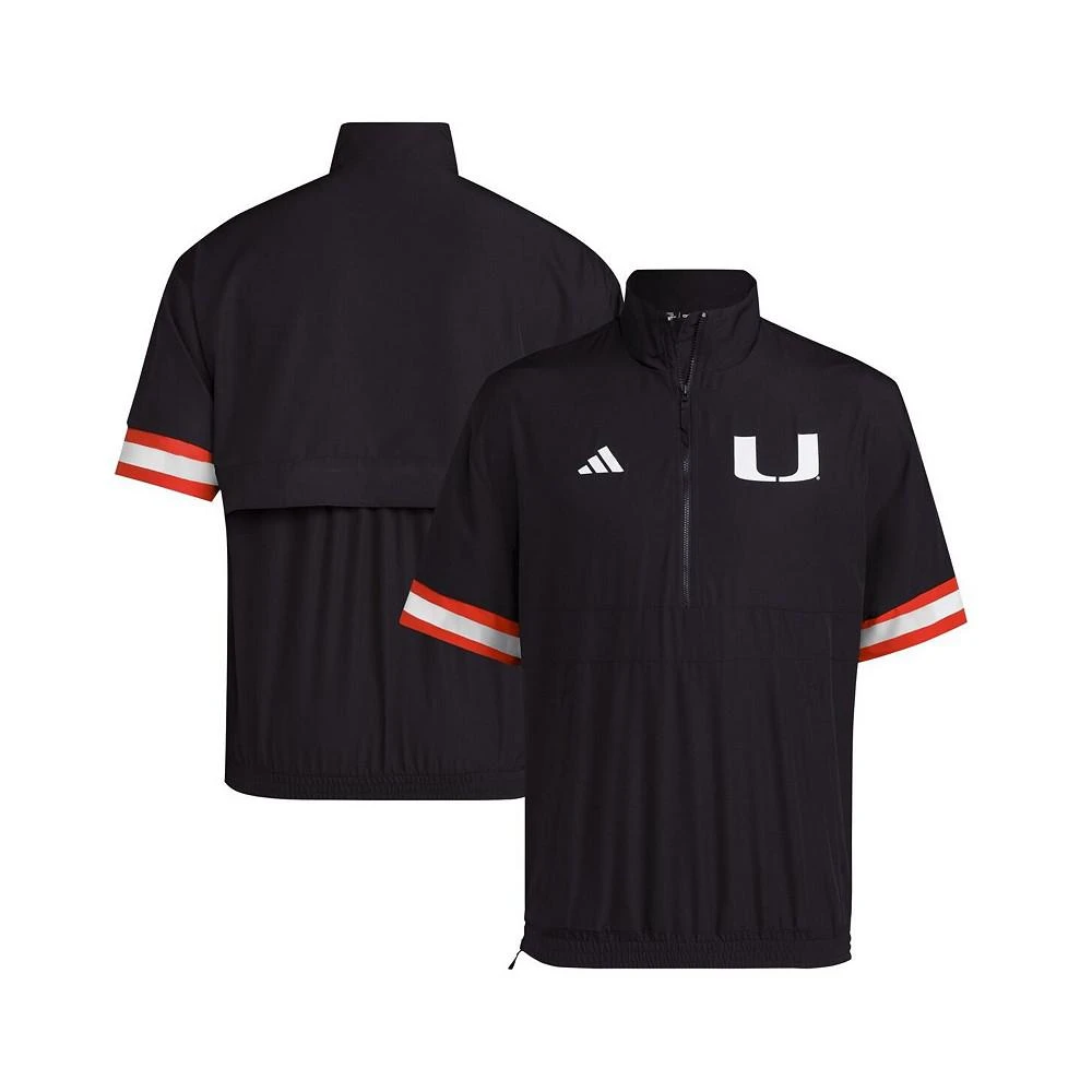 商品Adidas|Men's Black Miami Hurricanes Strategy Short Sleeve Half-Zip Jacket,价格¥622,第1张图片