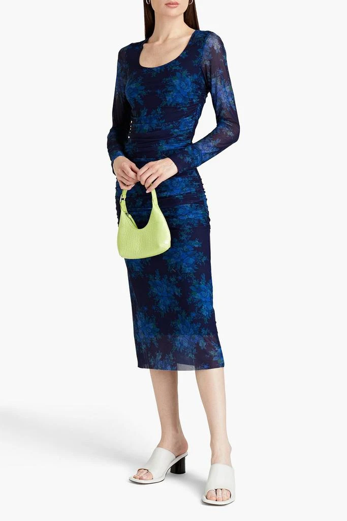 商品Ganni|Ruched floral-print mesh midi dress,价格¥881,第4张图片详细描述