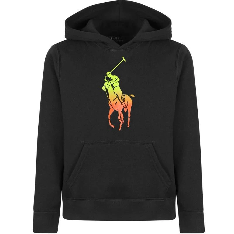 商品Ralph Lauren|Colorful big neon pony logo print cotton black hoodie with kangaroo pockets and t shirt set,价格¥1430,第2张图片详细描述