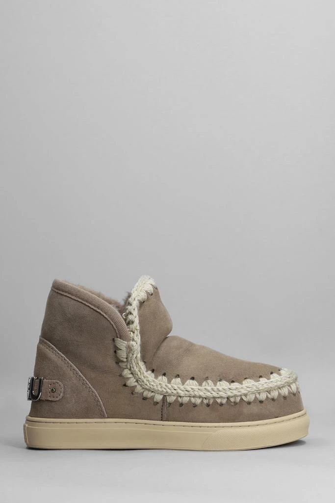 商品Mou|Mou Eskimo Sneaker Low Heels Ankle Boots In Taupe Suede,价格¥1810,第1张图片